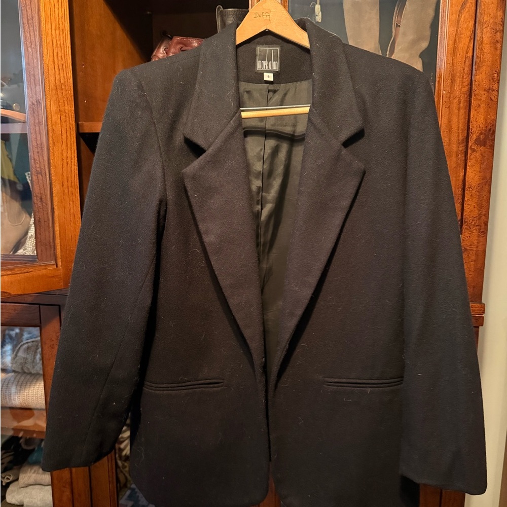 Vintage Black Wool Women's Blazer Jacket - Classic Tailored Coat